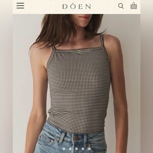 Doen NWT Angie Tank, Black Gingham, size M